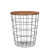 YES4HOMES Vintage Round Coffee Tables Set of 2 Side Tables Robust Steel Frame for Living Room Bedroom Rustic Brown and Black